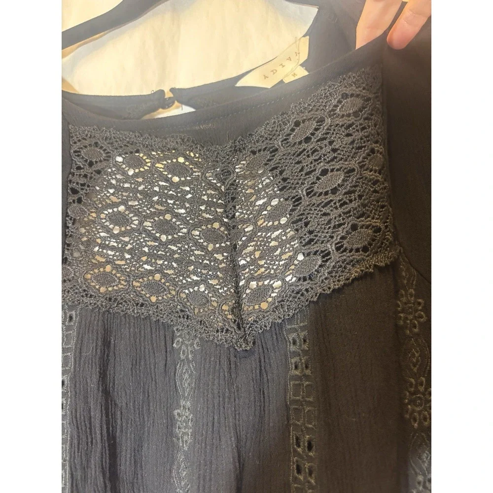 Adiva Women's Black Rayon Round Neck Long Sleeve Casual Top Blouse‎ Size M HH14 - Picture 2 of 7